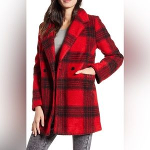 Vigoss Double Breasted Plaid Coat
